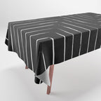 Black White Lines Minimalist Tablecloth Gallery Image 1