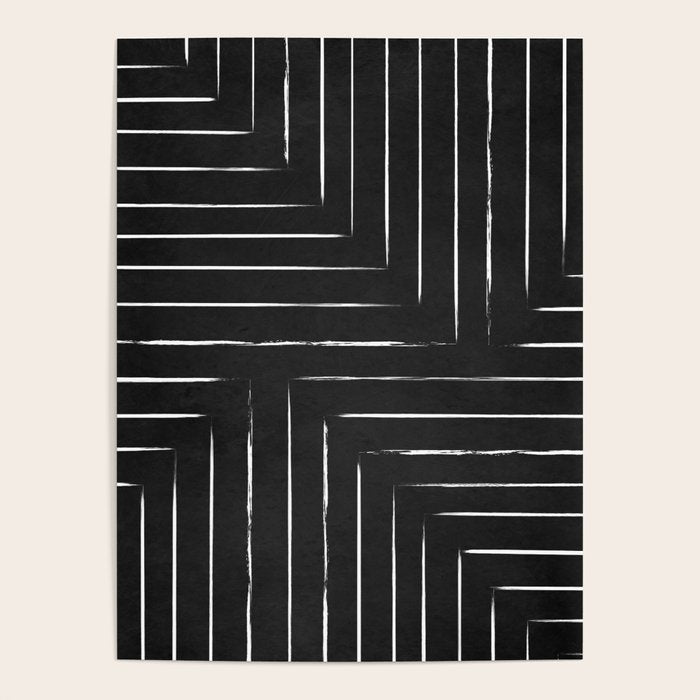 Black White Lines Minimalist Poster Gallery Image 4