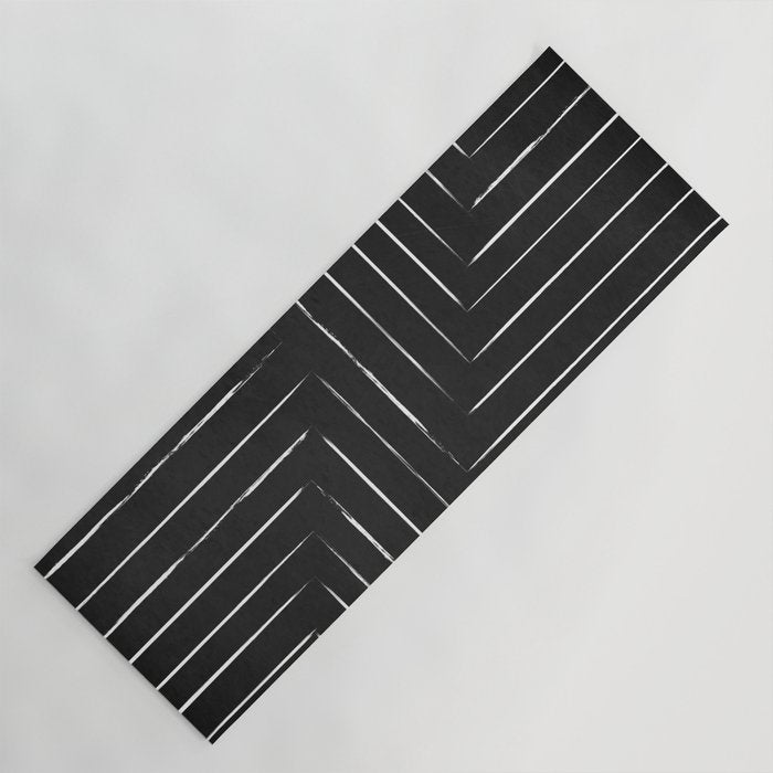 Black White Lines Minimalist Yoga Mat Gallery Image 1