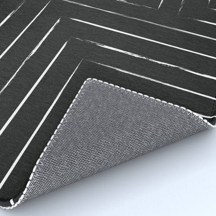 Black White Lines Minimalist Rug Gallery Image 4