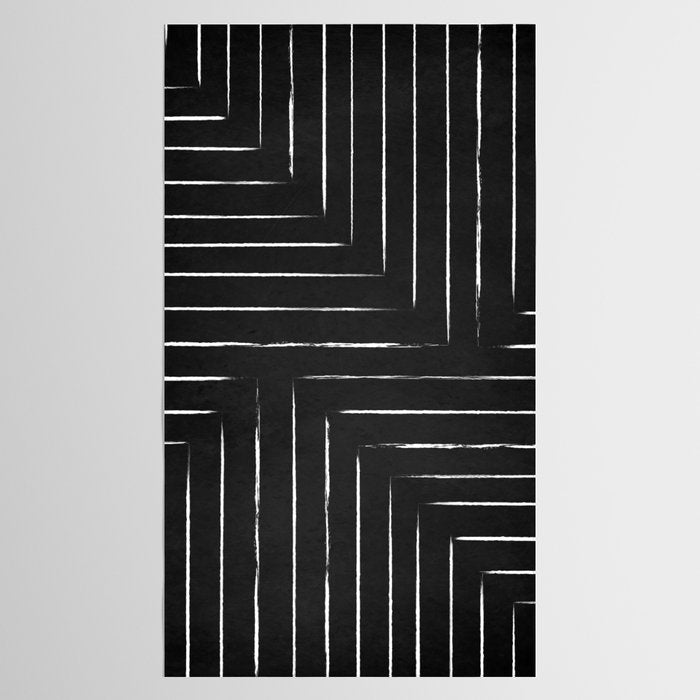 Black White Lines Minimalist Tablecloth Gallery Image 2