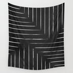 Black White Lines Minimalist Wall Tapestry Gallery Image 4