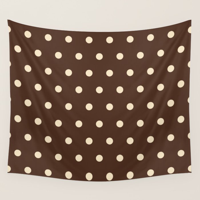 Vintage polka dots baroque brown & cream Wall Tapestry Gallery Image 4