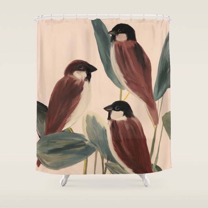  Three Sparrows Shower Curtain Gallery Image 1
