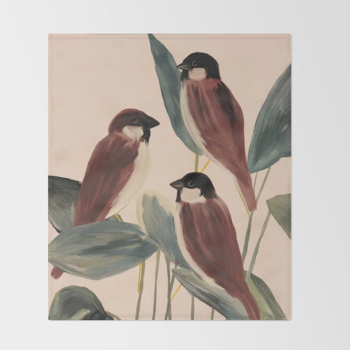  Three Sparrows Throw Blanket Gallery Image 2