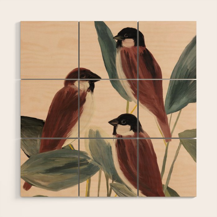  Three Sparrows Wood Wall Art Gallery Image 1