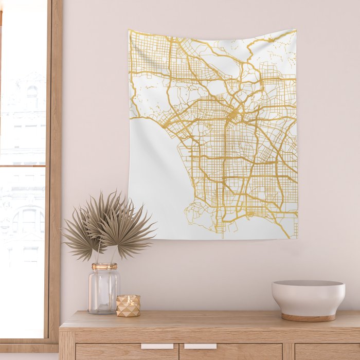 LOS ANGELES CALIFORNIA CITY STREET MAP ART Wall Tapestry Gallery Image 2