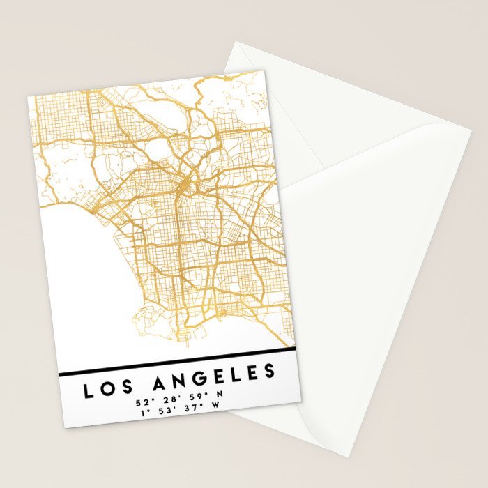 LOS ANGELES CALIFORNIA CITY STREET MAP ART Stationery Card Gallery Image 2
