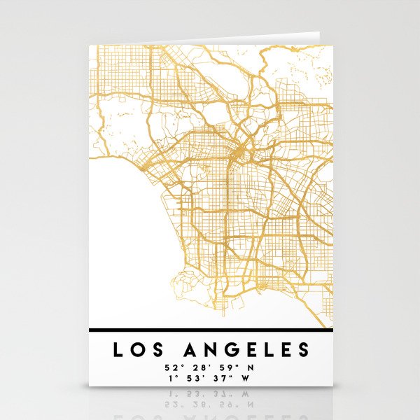 LOS ANGELES CALIFORNIA CITY STREET MAP ART Stationery Card Gallery Image 1