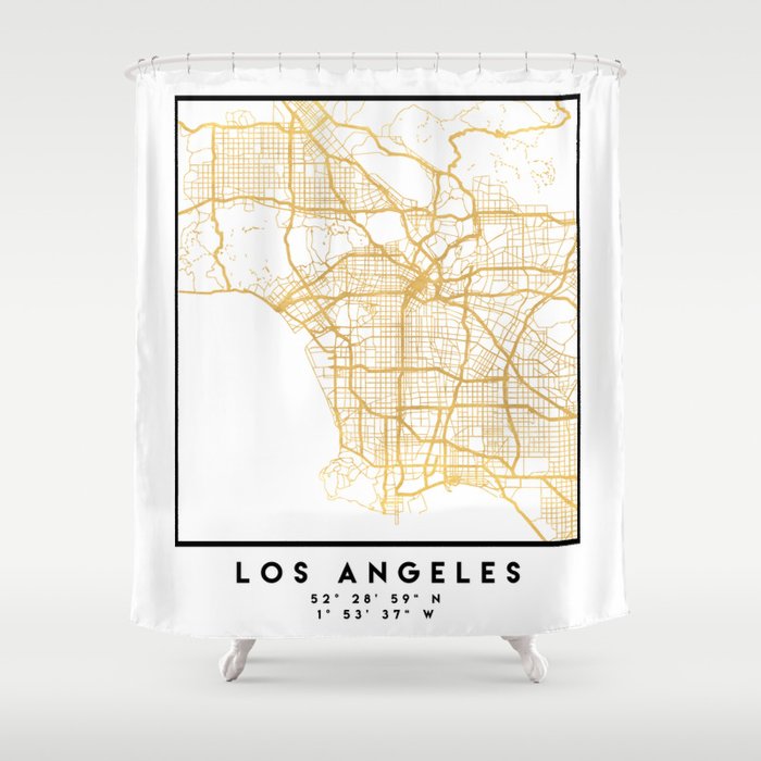 LOS ANGELES CALIFORNIA CITY STREET MAP ART Shower Curtain Gallery Image 1