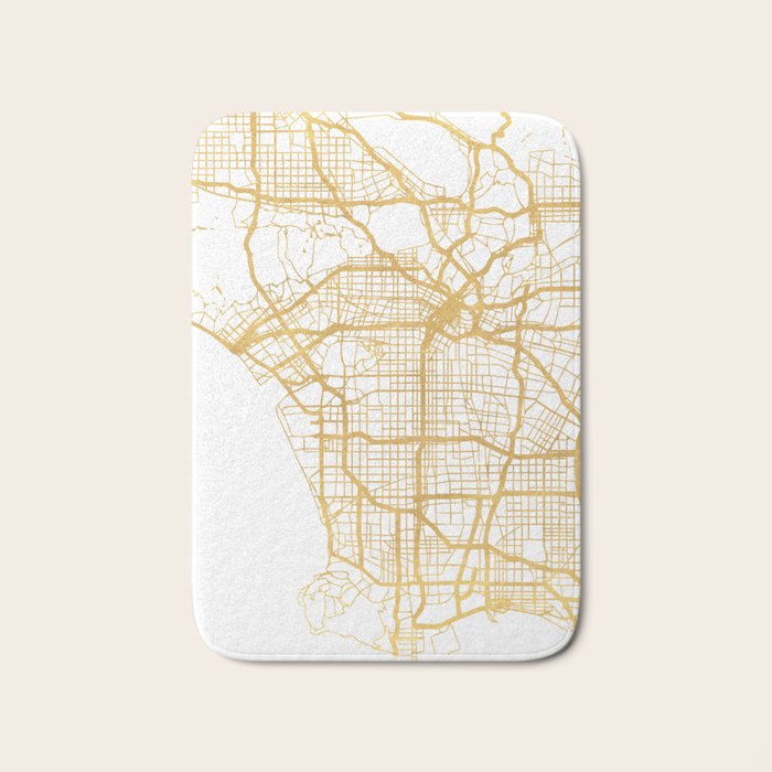 LOS ANGELES CALIFORNIA CITY STREET MAP ART Bath Mat Gallery Image 1
