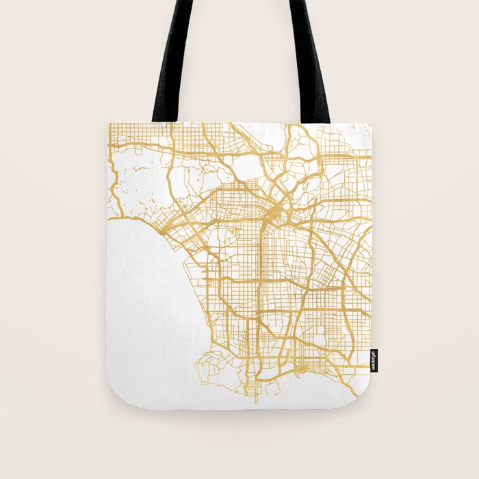 LOS ANGELES CALIFORNIA CITY STREET MAP ART Tote Bag Gallery Image 1
