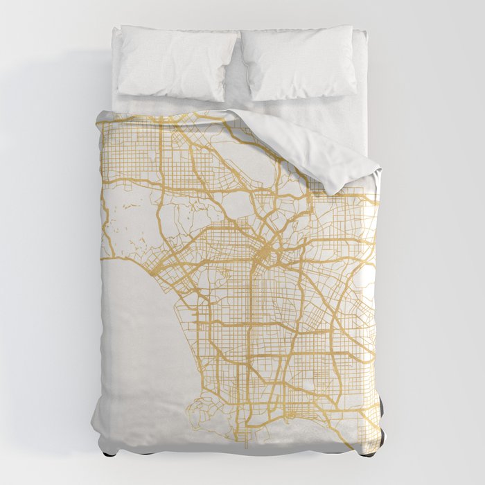 LOS ANGELES CALIFORNIA CITY STREET MAP ART Duvet Cover Gallery Image 6