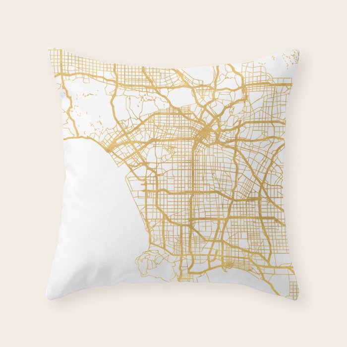LOS ANGELES CALIFORNIA CITY STREET MAP ART Throw Pillow Gallery Image 1