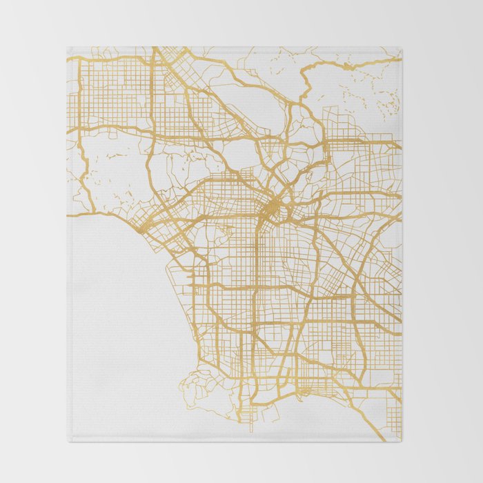 LOS ANGELES CALIFORNIA CITY STREET MAP ART Throw Blanket Gallery Image 2