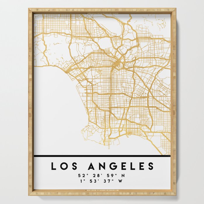 LOS ANGELES CALIFORNIA CITY STREET MAP ART Serving Tray Gallery Image 1