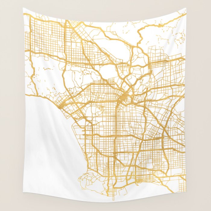 LOS ANGELES CALIFORNIA CITY STREET MAP ART Wall Tapestry Gallery Image 1