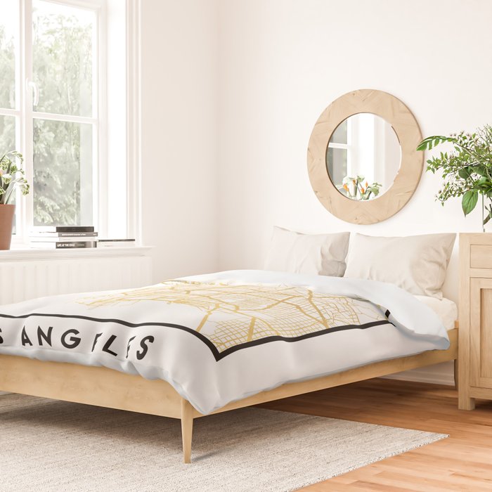 LOS ANGELES CALIFORNIA CITY STREET MAP ART Duvet Cover Gallery Image 2