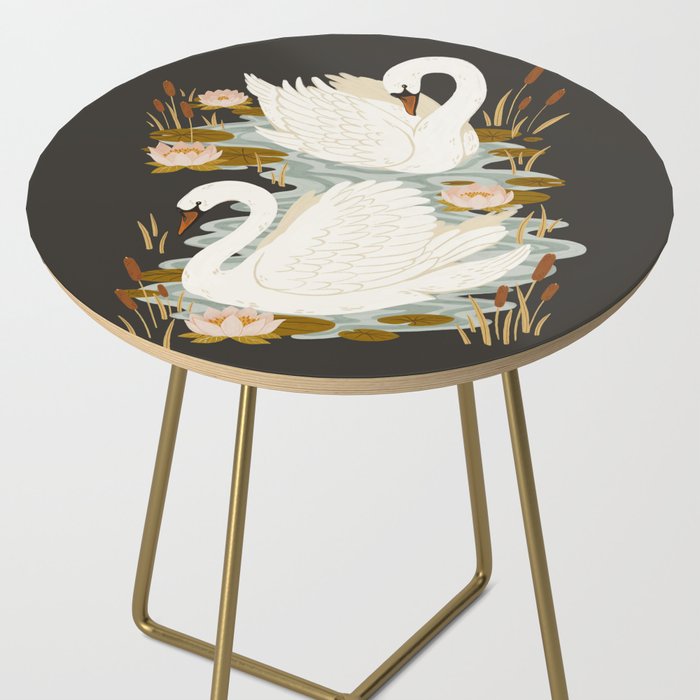Swan Dance - Charcoal Black Background Side Table Gallery Image 2
