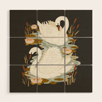 Swan Dance - Charcoal Black Background Wood Wall Art Gallery Image 1