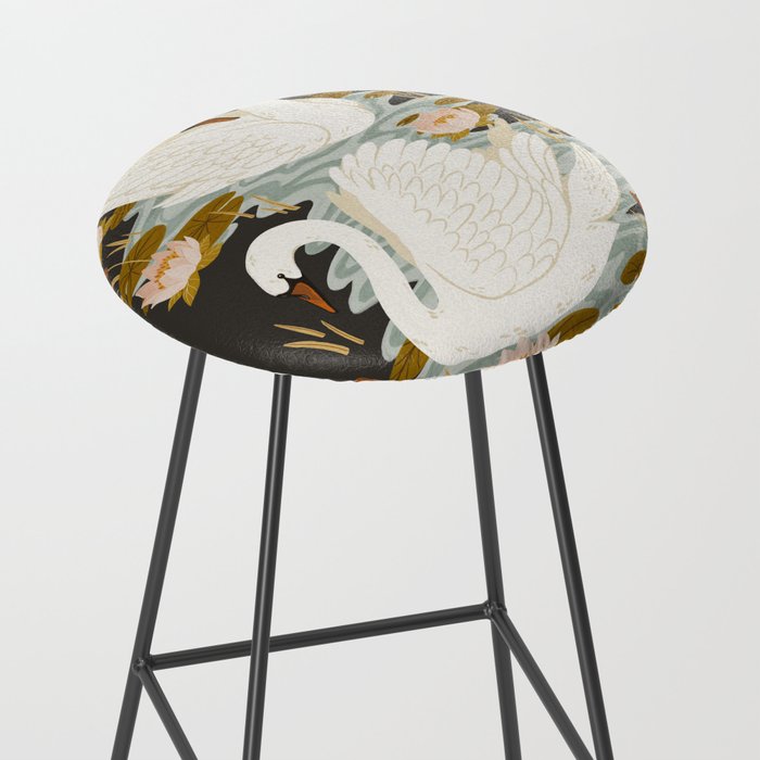 Swan Dance - Charcoal Black Background Stool Gallery Image 2