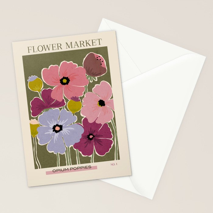 Flower Market - Opium Poppies Stationery Card Gallery Image 2