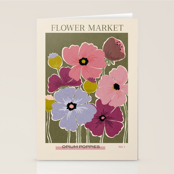 Flower Market - Opium Poppies Stationery Card Gallery Image 1