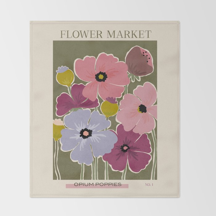 Flower Market - Opium Poppies Throw Blanket Gallery Image 2