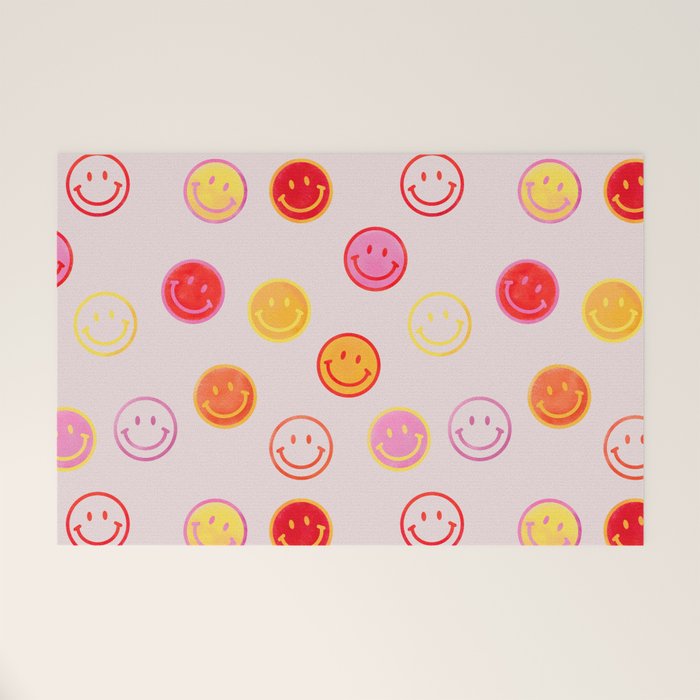 Smiling Faces Pattern Welcome Mat Gallery Image 1