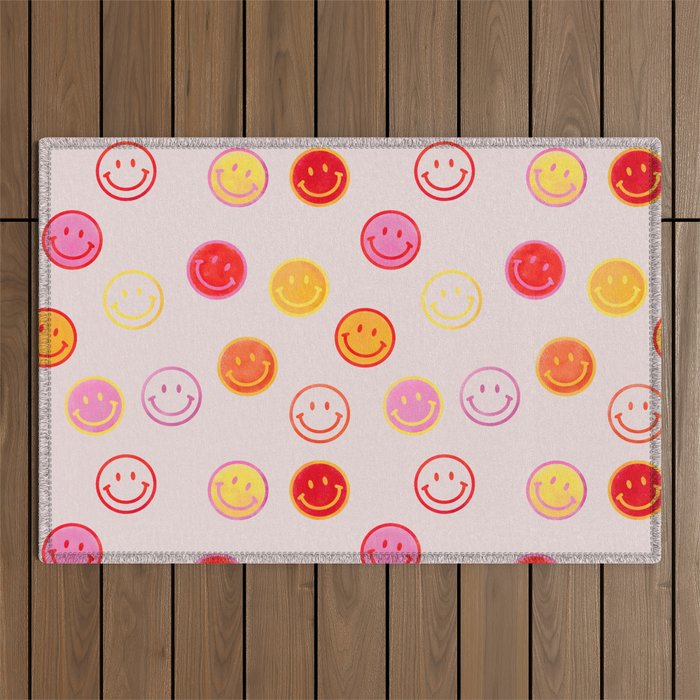 Smiling Faces Pattern Outdoor Rug Gallery Image 1