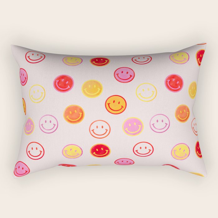 Smiling Faces Pattern Rectangular Pillow Gallery Image 1