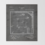 Baseball Patent - Sports Fan Softball Baseball Art - Black Chalkboard Throw Blanket Gallery Image 2