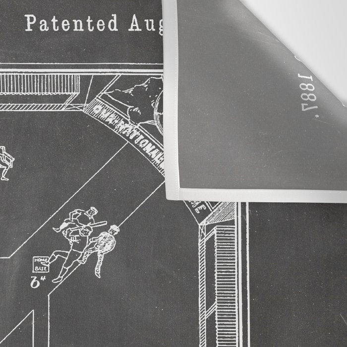 Baseball Patent - Sports Fan Softball Baseball Art - Black Chalkboard Wall Tapestry Gallery Image 3