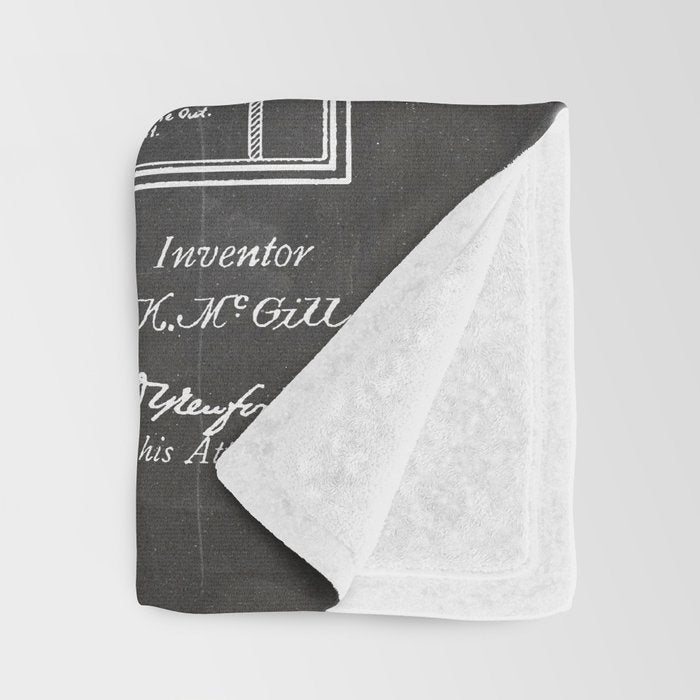 Baseball Patent - Sports Fan Softball Baseball Art - Black Chalkboard Throw Blanket Gallery Image 3