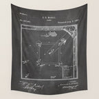 Baseball Patent - Sports Fan Softball Baseball Art - Black Chalkboard Wall Tapestry Gallery Image 4