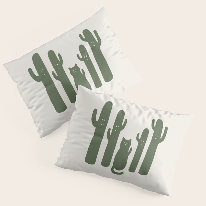 Hidden cat 55g green CATus Pillow Sham Gallery Image 1