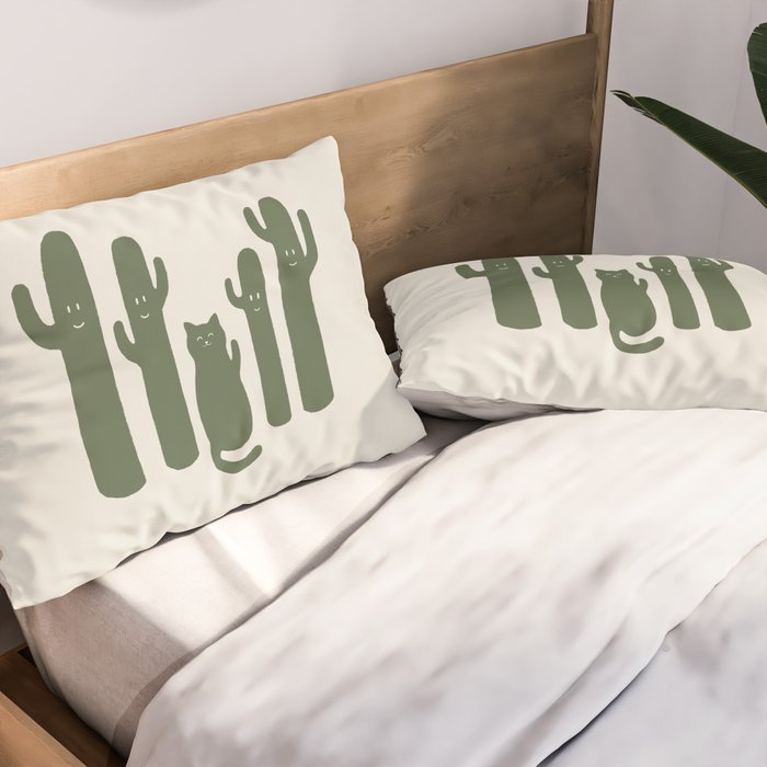 Hidden cat 55g green CATus Pillow Sham Gallery Image 2