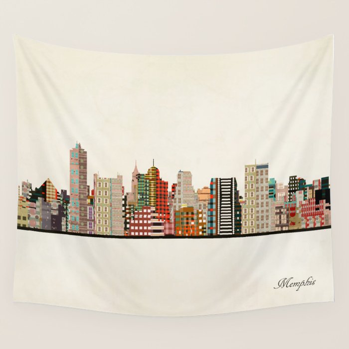 memphis skyline Wall Tapestry Gallery Image 1