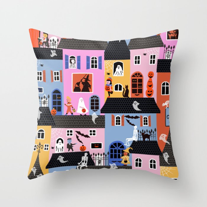 Halloween Houses Throw Pillow Gallery Image 6
