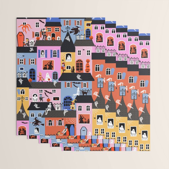 Halloween Houses Wrapping Paper Gallery Image 3