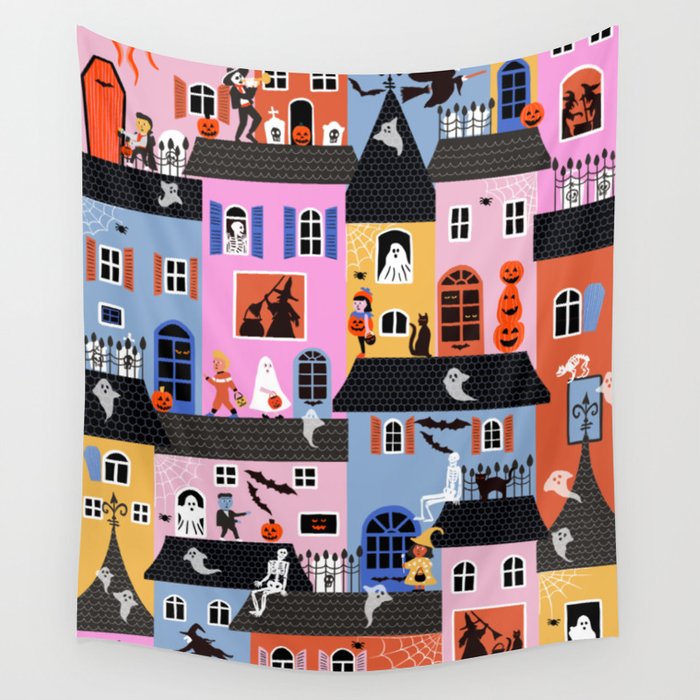 Halloween Houses Wall Tapestry Gallery Image 4