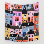 Halloween Houses Wall Tapestry Gallery Image 4