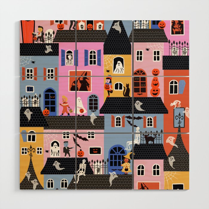 Halloween Houses Wood Wall Art Gallery Image 1