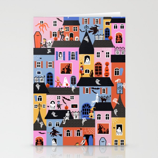 Halloween Houses Stationery Card Gallery Image 1