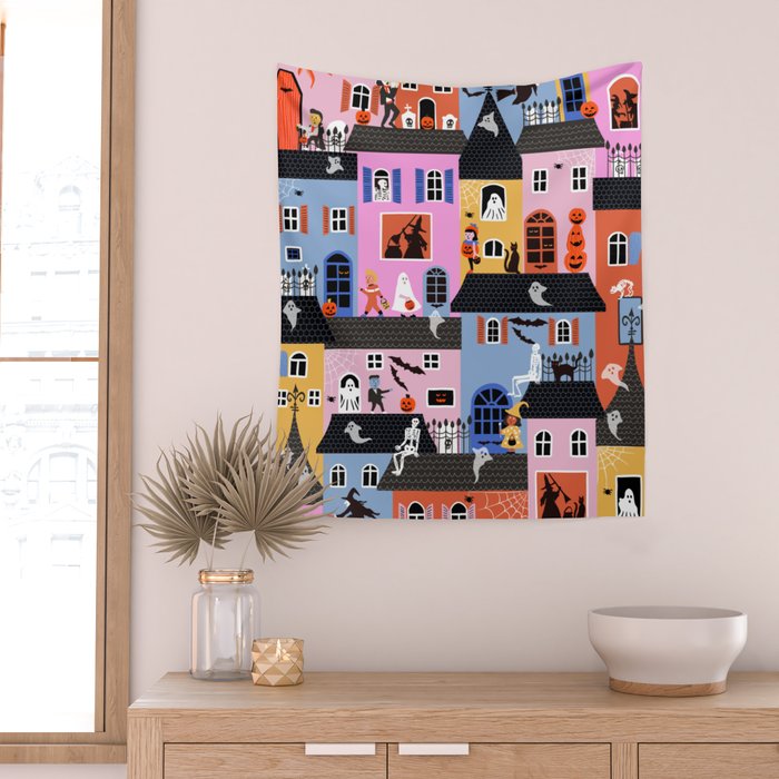 Halloween Houses Wall Tapestry Gallery Image 2