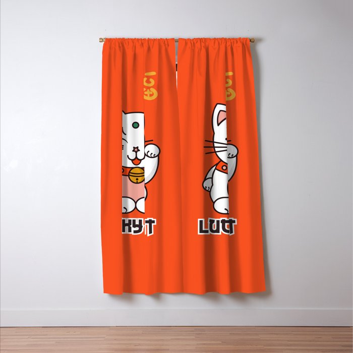 Lucky Cat Illustration Window Curtain Gallery Image 3