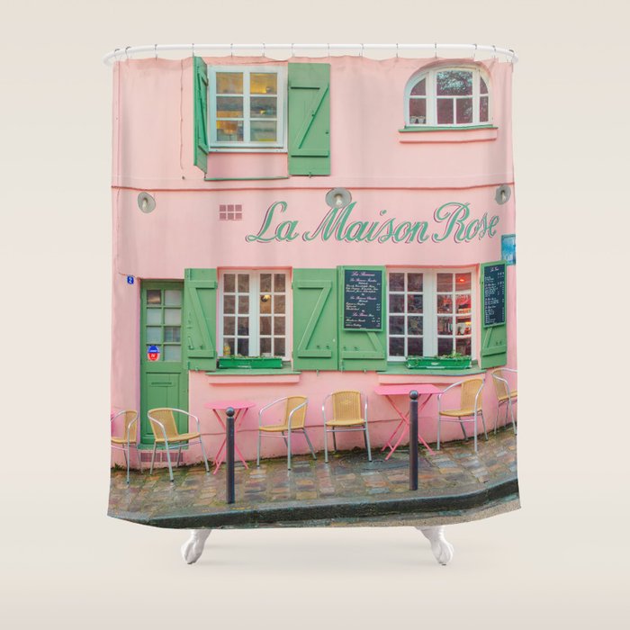 La Maison Rose Cafe in Paris Shower Curtain Gallery Image 1