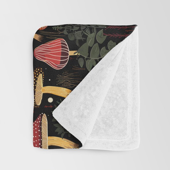 Dark Forest Magic Mushrooms Art Throw Blanket Gallery Image 3