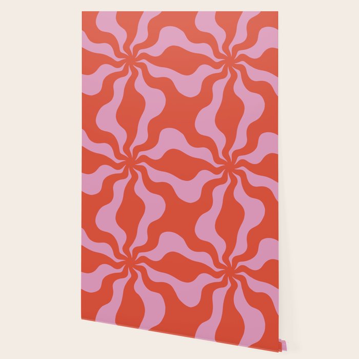 Retro Orange Pink Abstract 70s Pattern Wallpaper Gallery Image 2