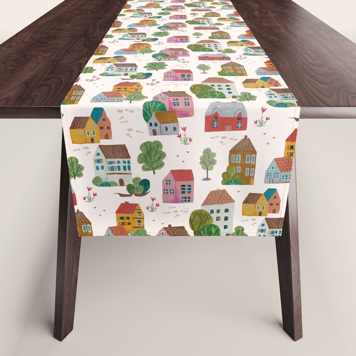 Cozy Village House Pattern Table Runner Gallery Image 1